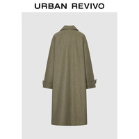 UR2025冬季男装琥珀流光风复古双排扣长款大衣UML150065 茶灰色花灰 XL