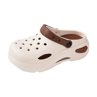 卡帝乐鳄鱼洞洞鞋女士夏季凉鞋休闲拖鞋花园两用沙滩凉鞋女 1463 米咖 35-36