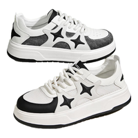 海澜之家HLA男鞋潮流厚底透气板鞋耐磨舒适休闲鞋HAABXM1DAU127 白黑色42