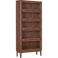 林氏家居实木脚书柜带门组合柜储物柜客厅家用林氏木业AS3X-A书柜0.8米 【胡桃色】AS3X-A书柜