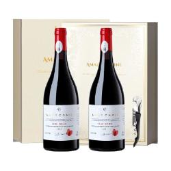 菲特瓦 法国进口红酒正品14度干红半甜红葡萄酒女生红酒晚安酒双支礼盒装