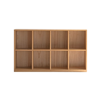 源氏木语实木书柜现代简约矮书柜储物柜家用组合书架落地置物架 原木色A款1.3米书柜(2*4格）