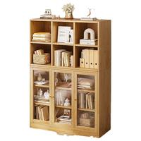 锦需 实木书架落地一体书房书柜  三门款90x30x90CM