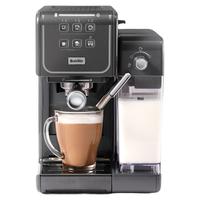 Breville 铂富 全自动咖啡机 VCF146X Prima Latte III ，用于浓缩咖啡、卡布奇诺咖啡和拿铁咖啡的全自动咖啡机，19 bar 意大利泵和奶泡器，与 ESE 垫兼容，灰色的