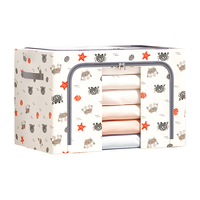 百草园收纳箱布艺折叠衣服整理收纳箱盒棉被衣物储物箱小螃蟹66L单只装 【耐磨涤棉布隔潮无异味】66L*1