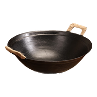 阎铁匠章丘铸铁锅炒锅无涂层炒菜锅炖锅不易粘家用圆底老式双耳锅 老式双耳铸铁锅 38cm