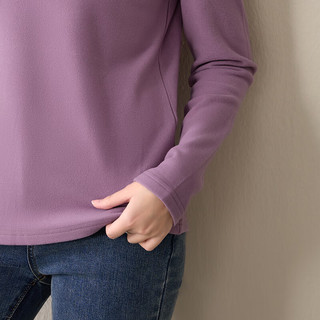 子牧棉麻秋冬装 女韩版双面磨毛德绒圆领长袖打底衫加厚保暖上衣8699 加厚 香芋色圆领德绒款 XL (建议120-130斤)
