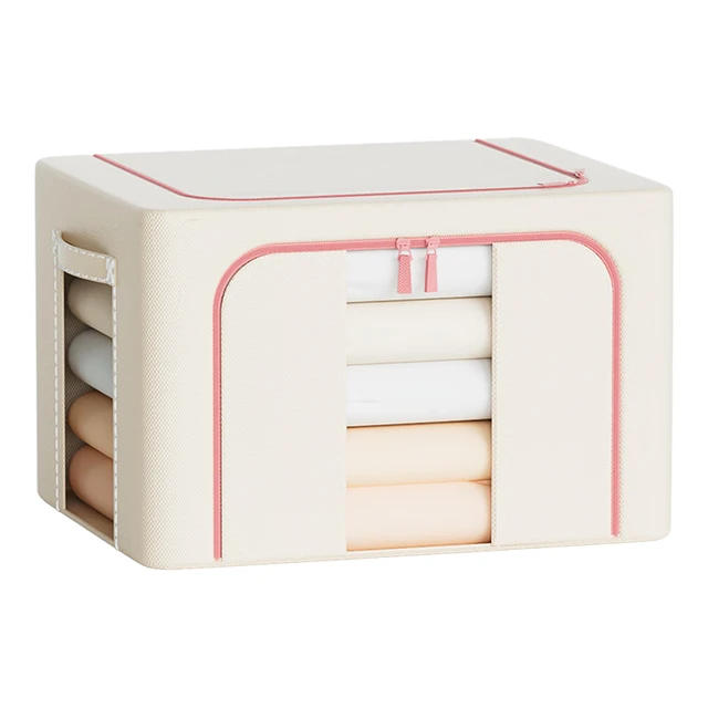 晟旎尚品 收纳箱66L大号1只装衣服棉被布艺整理箱棉麻折叠储物箱卡其色