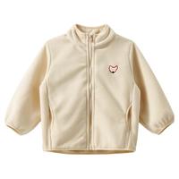 欧孕（OUYUN）儿童摇粒绒外套2025早秋装新款男童女童保暖抓绒上衣宝宝百搭衣服 凝脂米【轻暖不压 软糯亲肤】 110 【建议身高：110cm-120cm】