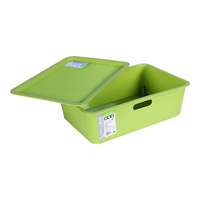 茶花（CHAHUA）收纳箱办公室收纳盒有盖储物箱玩具化妆品内衣收纳塑料整理箱 20L大号2只装【绿色+灰色】