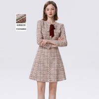 莱茵福莱尔 LIME FLARE 朗姿集团春季经典小香风粗花呢连衣裙法式复古设计裙子