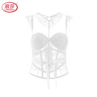 浪莎（LangSha）性感蕾丝内衣女舒适聚拢有钢圈鱼骨束腰马甲吊袜带胸垫塑身衣套装 白色(单马甲) M (适合70D、75ABC)