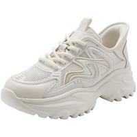 百丽厚底老爹鞋闪穿小白鞋女鞋子透气网面运动休闲鞋B2H1DBM4