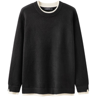 gxg.jeans男装 假两件休闲时尚打底圆领毛衣针织衫 25年冬 黑色 L (175) 黑色 25天内发