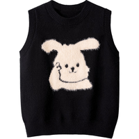 丝柏舍圆领马夹2025秋装新款女装宽松款减龄卡通图案套头马甲