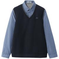 HieiiKa 时尚条纹假两件双领针织衫2025年秋冬保暖男士毛衣