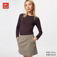 优衣库女装HEATTECH圆领T恤/长袖保暖衣内衣478938 478940 478938/38深褐色 M