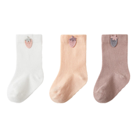 贝肽斯宝宝袜子春秋季儿童中筒袜双面绒加厚保暖棉袜子a类 维斯莓-春秋款 3双 6-12个月【适合脚长10-12cm】