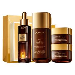 巴黎欧莱雅 'OREAL PARIS 欧莱雅金致臻颜松露黑金精华水乳套装礼盒护肤品