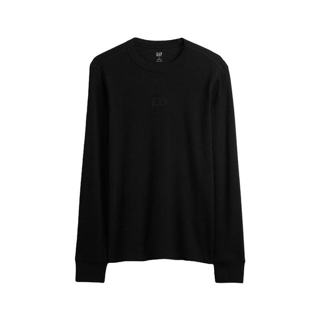 Gap 16 号 GAP男女装2025秋季LOGO华夫格长袖T恤休闲常规上衣美版