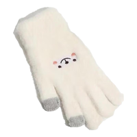 洋臣手套女秋冬季加厚保暖可爱骑车开车防寒毛线触屏手套 厚款触屏手套1双【颜色】