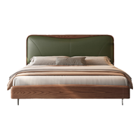 南辰家白蜡木真皮软包悬浮双人床主卧1米8婚床1.5m中古风复古全实木大床 实木床 1500mm*2000mm 框架结构【满铺油漆燕尾榫床板】