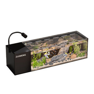 最萌 鱼缸新款小型带盖侧滤生态缸客厅自循环溪流造景全套一体式水族箱 40*15*15