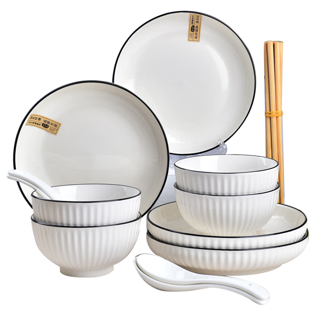 肃匠 餐具套装 山田款 16件套（4碗4盘4勺4筷）