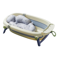 babycare旗舰店婴儿洗澡盆儿童折叠浴盆宝宝洗澡3件套 新款单盆-冰川蓝