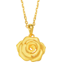 Chow Sang Sang 周生生 新年玫瑰花吊坠 足金花蕊黄金挂坠女 不含素金项链78715P计价3.45克