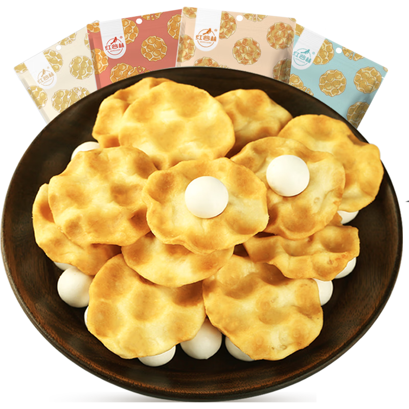 红谷林（HONGGULIN） 红谷林小石子饼石头饼干办公室零食糕点特产陕西小吃手工石子馍 【共5袋19.9 】原味×3+麻辣味×2