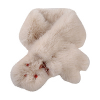 名创优品MINISO围巾女冬保暖加厚防风防寒可爱毛绒围脖 米色小熊