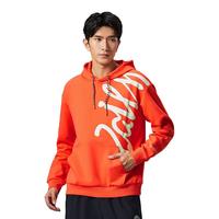 鸿星尔克（ERKE） 男装卫衣男连帽运动卫衣套头衫舒适创意印花袋鼠兜休闲长袖 亮赏橘 XL