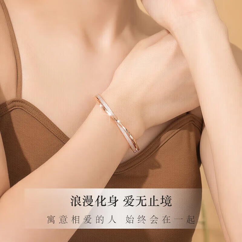 梵哲诗正品莫比乌斯环玫瑰金色手镯女四叶草镯子平安夜圣诞礼物送女朋友 正品莫比乌斯环手镯（七仓直发）