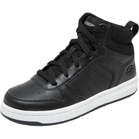 Skechers斯凯奇儿童中帮板鞋秋冬季复古潮流中帮青少年运动鞋405635L 黑色/白色/BKW 38码