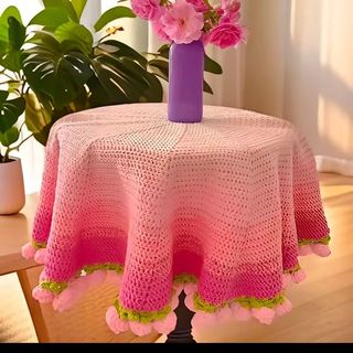 松册玫瑰花束毯子材料包手工钩织创意毛毯渐变花束 材料包约110cm-三色花毯【全套工具+视频教程】