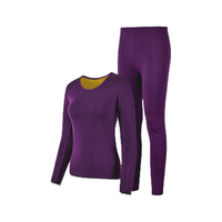 花花公子保暖内衣女加绒加厚女士保暖内衣套装紫色XL