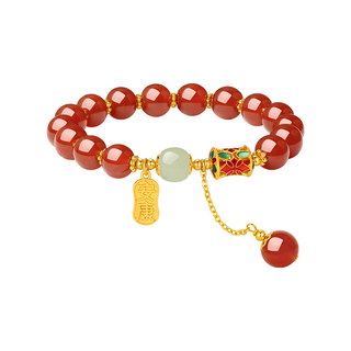 CHOW TAI SENG 周大生 S1HC0310 文字牌925银镀金玉石手串