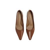 百思图 25秋商场裸色高跟鞋不累脚粗跟尖头女浅口单鞋