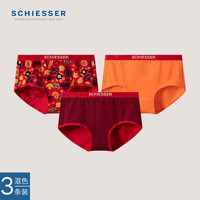 舒雅（Schiesser）女士棉质柔软亲肤本命年鸿运平角内裤【混色3条装】E1/23955T 紅色+紅色+橘色 3条 L
