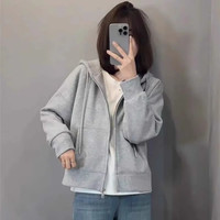 连帽卫衣外套女短款秋季2025高级宽松小个子休闲韩系开衫上衣