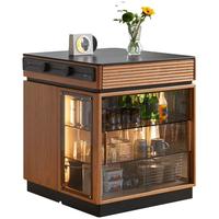 源氏木语实木餐桌多功能吧台桌餐厅复古樱桃木边柜 0.8m岛台+导轨