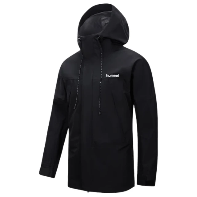 Hummel男士冲锋衣露营徒步防风外套休闲运动男女同款夹克黑色 XXL