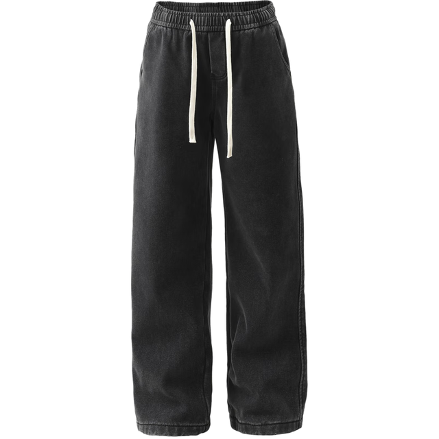 今日必买：gxgjeans 25冬新品 美式加绒水洗宽松直筒牛仔裤 黑灰