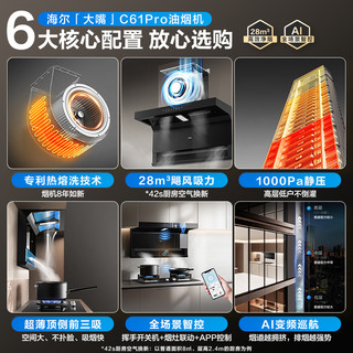  Haier/海尔 顶侧双吸 抽油烟机  28m³/min 钢琴黑