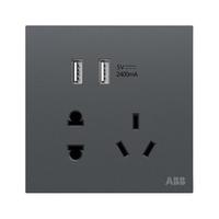 ABB 盈致系列 CA293-MG 五孔带双USB插座 太空灰