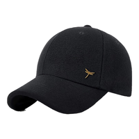 红蜻蜓 RED DRAGONFLY 中老年帽子男冬天加绒加厚保暖鸭舌帽护耳棒球帽 加绒护耳-黑色 帽围可调(55-60CM)