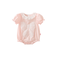 凡猎 【女童纯棉包屁衣】粉色公主连体衣夏季短袖哈衣爬服婴儿宝宝夏装
