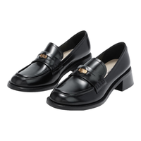 73Hours难哄章若楠同款女鞋风笛乐章2025金币乐福鞋粗跟小皮鞋 黑色 38