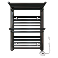 华德华美 电热毛巾架壁挂式浴室卫生间防潮置物架智能电加热烘干机智能恒温发热 双层置物架 高60*40cm黑色+双层(左右温控可调)